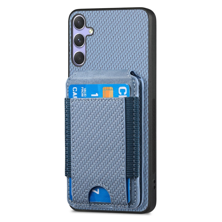 For Samsung Galaxy S25 5G Carbon Fiber Vertical Flip Wallet Stand Phone Case(Blue) - Galaxy S25 5G Cases by PMC Jewellery | Online Shopping South Africa | PMC Jewellery | Buy Now Pay Later Mobicred