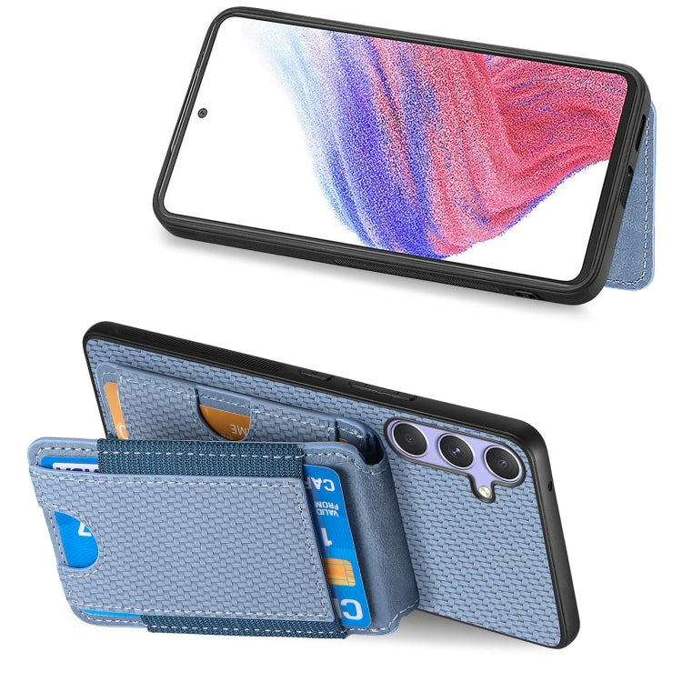 For Samsung Galaxy S25 Ultra 5G Carbon Fiber Vertical Flip Wallet Stand Phone Case(Blue) - Galaxy S25 Ultra 5G Cases by PMC Jewellery | Online Shopping South Africa | PMC Jewellery | Buy Now Pay Later Mobicred