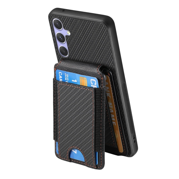 For Samsung Galaxy S25 Ultra 5G Carbon Fiber Vertical Flip Wallet Stand Phone Case(Black) - Galaxy S25 Ultra 5G Cases by PMC Jewellery | Online Shopping South Africa | PMC Jewellery | Buy Now Pay Later Mobicred
