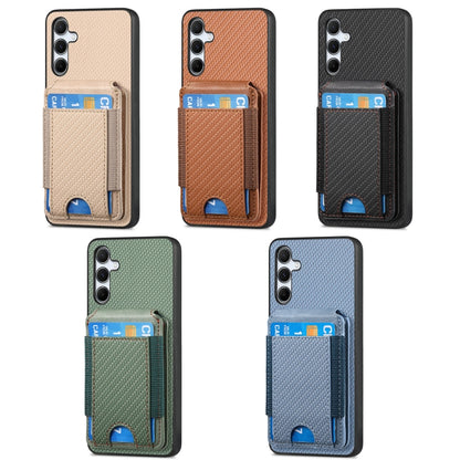 For Samsung Galaxy S24 Ultra 5G Carbon Fiber Vertical Flip Wallet Stand Phone Case(Khaki) - Galaxy S24 Ultra 5G Cases by PMC Jewellery | Online Shopping South Africa | PMC Jewellery | Buy Now Pay Later Mobicred