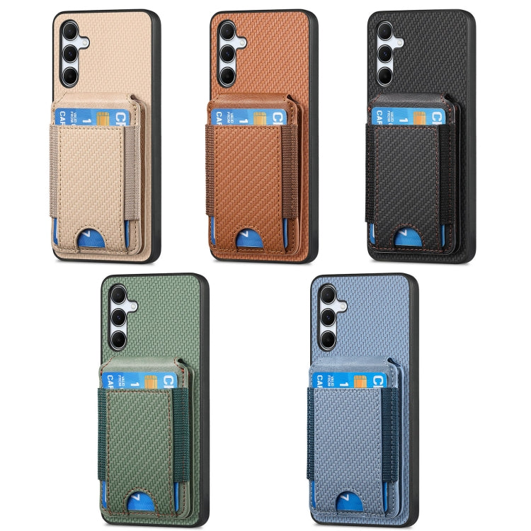 For Samsung Galaxy S25 Ultra 5G Carbon Fiber Vertical Flip Wallet Stand Phone Case(Khaki) - Galaxy S25 Ultra 5G Cases by PMC Jewellery | Online Shopping South Africa | PMC Jewellery | Buy Now Pay Later Mobicred