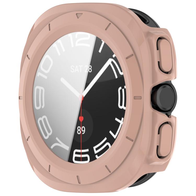 For Samsung Galaxy Watch Ultra 47mm PC+Tempered Film Integrated Waterproof Watch Protective Case(Pink) - Watch Cases by PMC TechLife | Online Shopping South Africa | PMC TechLife | Buy Now Pay Later Mobicred