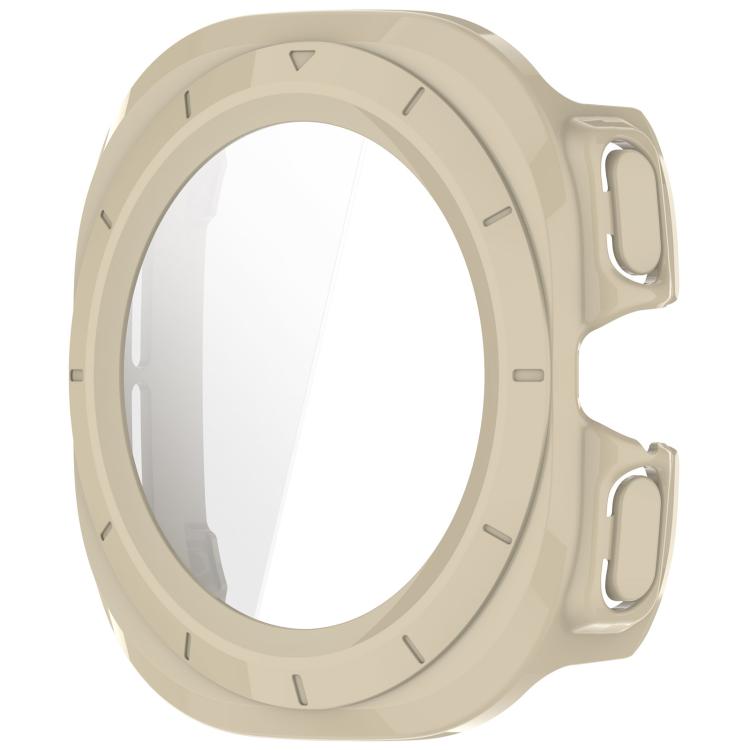 For Samsung Galaxy Watch Ultra 47mm PC+Tempered Film Integrated Waterproof Watch Protective Case(Ivory) - Watch Cases by PMC TechLife | Online Shopping South Africa | PMC TechLife | Buy Now Pay Later Mobicred