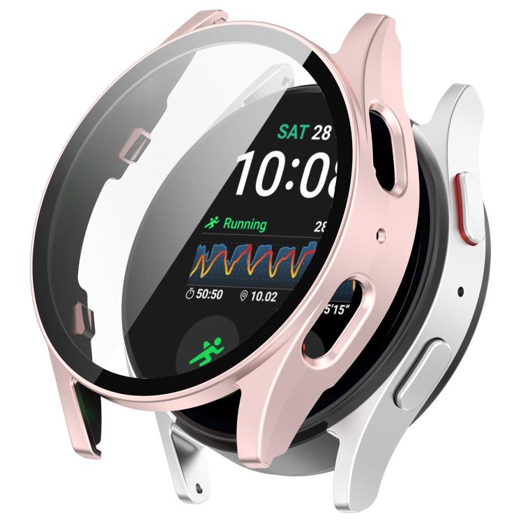 For Samsung Galaxy Watch 7 44mm PC+Tempered Film Integrated Waterproof Watch Protective Case(Rose Gold) - Watch Cases by PMC TechLife | Online Shopping South Africa | PMC TechLife | Buy Now Pay Later Mobicred