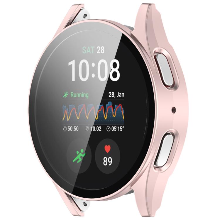 For Samsung Galaxy Watch 7 44mm PC+Tempered Film Integrated Waterproof Watch Protective Case(Rose Gold) - Watch Cases by PMC TechLife | Online Shopping South Africa | PMC TechLife | Buy Now Pay Later Mobicred