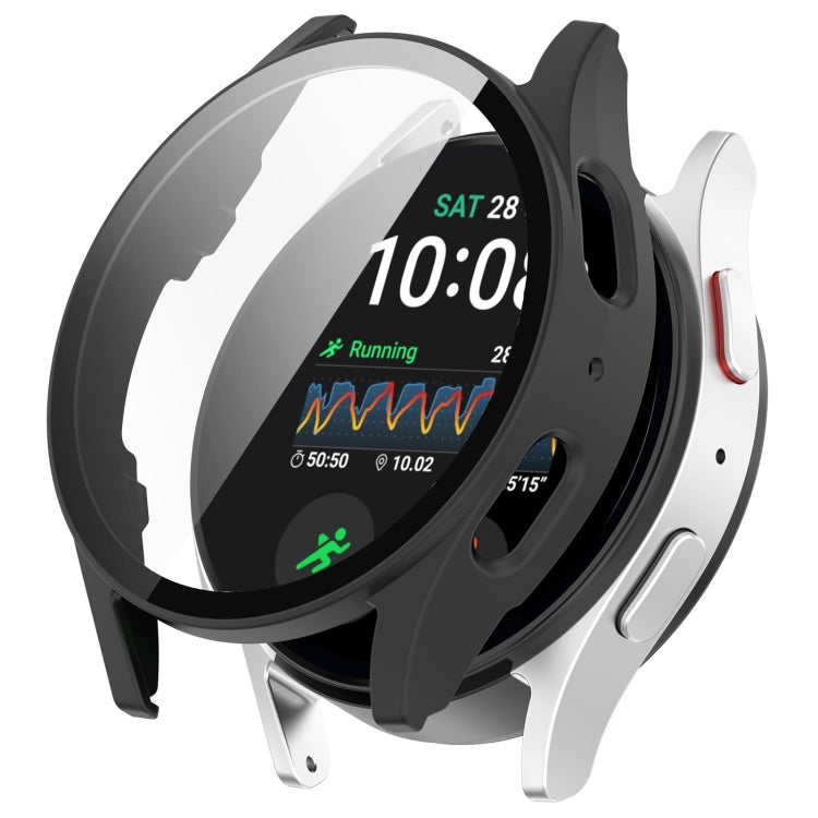 For Samsung Galaxy Watch 7 44mm PC+Tempered Film Integrated Waterproof Watch Protective Case(Matte Black) - Watch Cases by PMC TechLife | Online Shopping South Africa | PMC TechLife | Buy Now Pay Later Mobicred