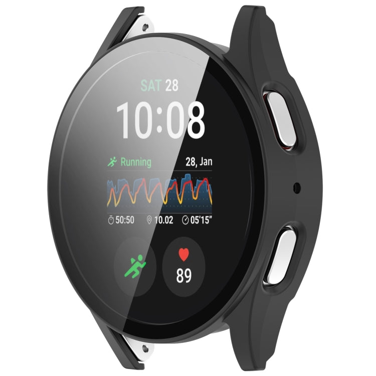 For Samsung Galaxy Watch 7 44mm PC+Tempered Film Integrated Waterproof Watch Protective Case(Matte Black) - Watch Cases by PMC TechLife | Online Shopping South Africa | PMC TechLife | Buy Now Pay Later Mobicred