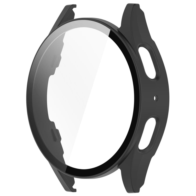 For Samsung Galaxy Watch 7 44mm PC+Tempered Film Integrated Waterproof Watch Protective Case(Matte Black) - Watch Cases by PMC TechLife | Online Shopping South Africa | PMC TechLife | Buy Now Pay Later Mobicred