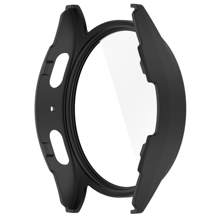For Samsung Galaxy Watch 7 44mm PC+Tempered Film Integrated Waterproof Watch Protective Case(Matte Black) - Watch Cases by PMC TechLife | Online Shopping South Africa | PMC TechLife | Buy Now Pay Later Mobicred