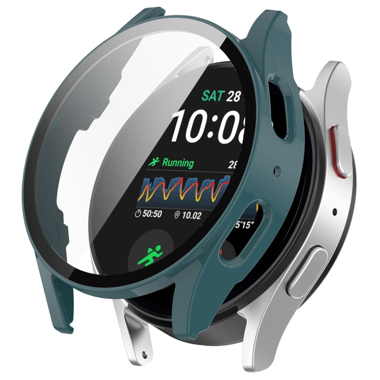 For Samsung Galaxy Watch 7 44mm PC+Tempered Film Integrated Waterproof Watch Protective Case(Pine Green) - Watch Cases by PMC TechLife | Online Shopping South Africa | PMC TechLife | Buy Now Pay Later Mobicred