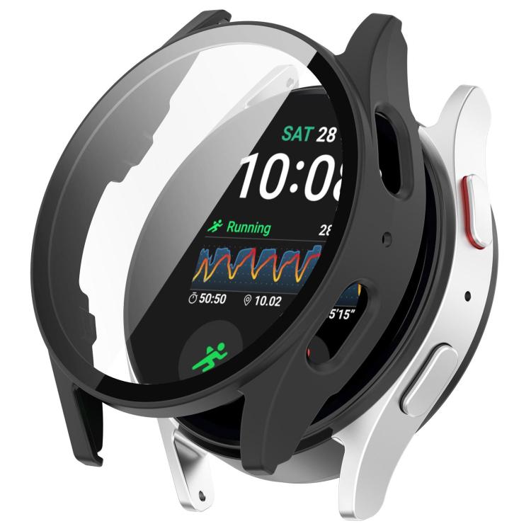 For Samsung Galaxy Watch 7 40mm PC+Tempered Film Integrated Waterproof Watch Protective Case(Matte Black) - Watch Cases by PMC TechLife | Online Shopping South Africa | PMC TechLife | Buy Now Pay Later Mobicred