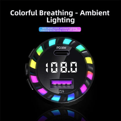 C55 With Breathing Light Bluetooth FM Transmitter USB+Type-C Car Fast Charger - Car Charger by PMC Jewellery | Online Shopping South Africa | PMC Jewellery | Buy Now Pay Later Mobicred