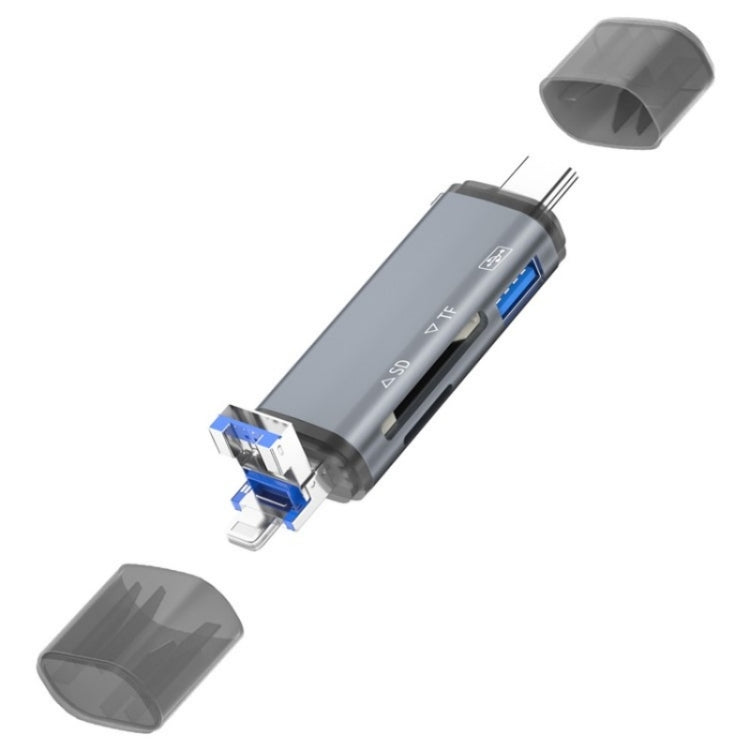 ADS-306 U-Disk Data Transfer Adapter USB / 8 Pin / Type-C Plug SD TF Card Reader - free shipping - PMC Jewellery - Order now!