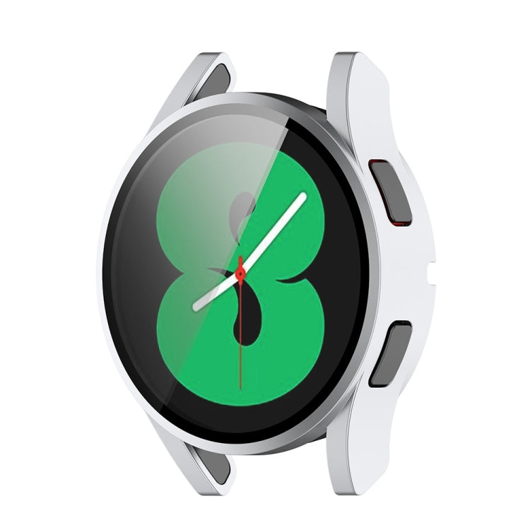 For Samsung Galaxy Watch FE 40mm PC + Tempered Glass Film Integrated Watch Protective Case(Silver) - Watch Cases by PMC TechLife | Online Shopping South Africa | PMC TechLife | Buy Now Pay Later Mobicred