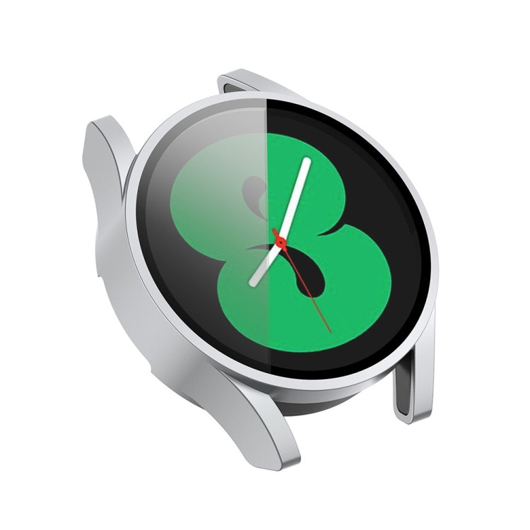 For Samsung Galaxy Watch FE 40mm PC + Tempered Glass Film Integrated Watch Protective Case(Silver) - Watch Cases by PMC TechLife | Online Shopping South Africa | PMC TechLife | Buy Now Pay Later Mobicred