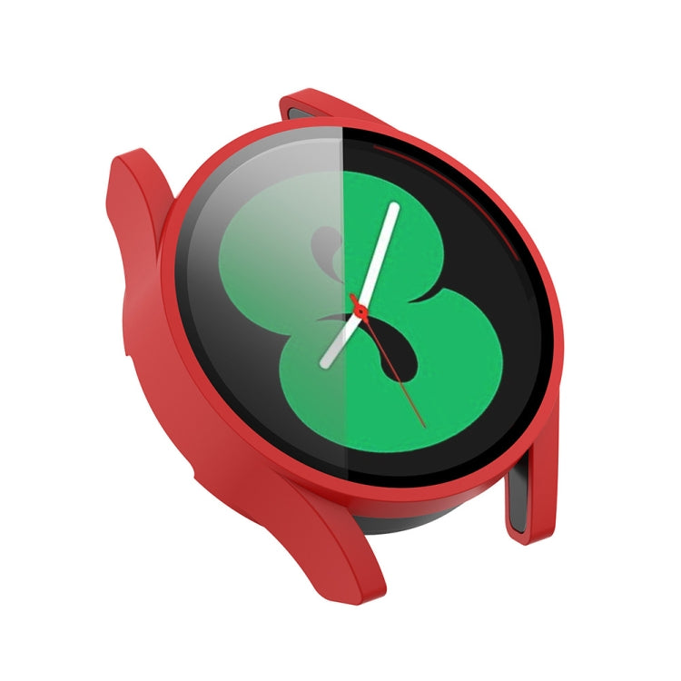 For Samsung Galaxy Watch FE 40mm PC + Tempered Glass Film Integrated Watch Protective Case(Red) - Watch Cases by PMC TechLife | Online Shopping South Africa | PMC TechLife | Buy Now Pay Later Mobicred