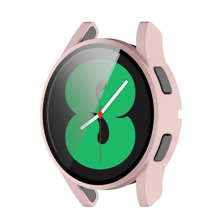 For Samsung Galaxy Watch FE 40mm PC + Tempered Glass Film Integrated Watch Protective Case(Rose Gold) - Watch Cases by PMC TechLife | Online Shopping South Africa | PMC TechLife | Buy Now Pay Later Mobicred