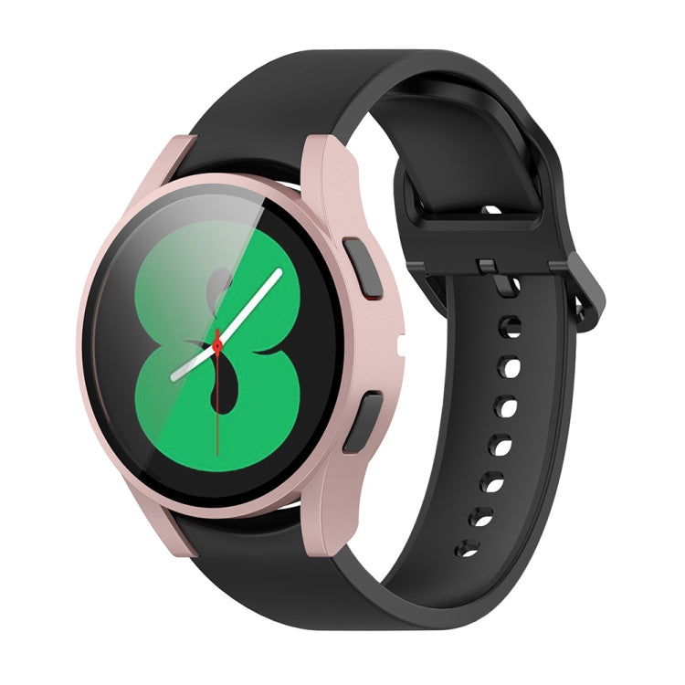For Samsung Galaxy Watch FE 40mm PC + Tempered Glass Film Integrated Watch Protective Case(Rose Gold) - Watch Cases by PMC TechLife | Online Shopping South Africa | PMC TechLife | Buy Now Pay Later Mobicred