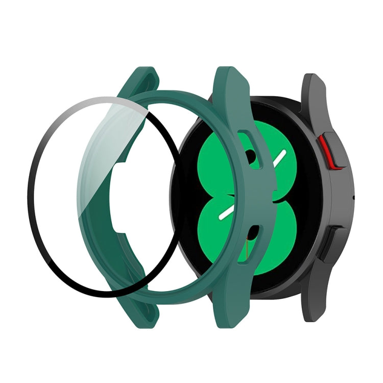 For Samsung Galaxy Watch FE 40mm PC + Tempered Glass Film Integrated Watch Protective Case(Green) - Watch Cases by PMC TechLife | Online Shopping South Africa | PMC TechLife | Buy Now Pay Later Mobicred