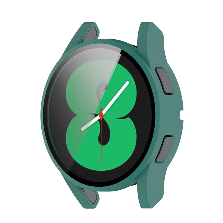 For Samsung Galaxy Watch FE 40mm PC + Tempered Glass Film Integrated Watch Protective Case(Green) - Watch Cases by PMC TechLife | Online Shopping South Africa | PMC TechLife | Buy Now Pay Later Mobicred