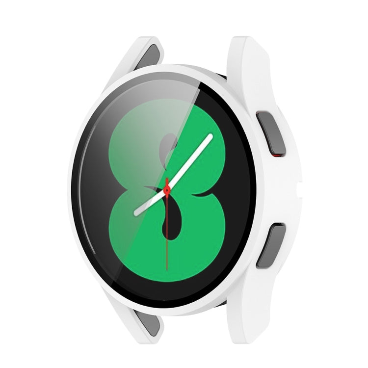 For Samsung Galaxy Watch FE 40mm PC + Tempered Glass Film Integrated Watch Protective Case(White) - Watch Cases by PMC TechLife | Online Shopping South Africa | PMC TechLife | Buy Now Pay Later Mobicred