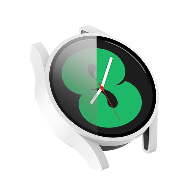 For Samsung Galaxy Watch FE 40mm PC + Tempered Glass Film Integrated Watch Protective Case(White) - Watch Cases by PMC TechLife | Online Shopping South Africa | PMC TechLife | Buy Now Pay Later Mobicred