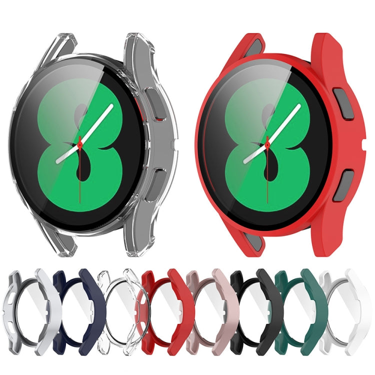 For Samsung Galaxy Watch FE 40mm PC + Tempered Glass Film Integrated Watch Protective Case(White) - Watch Cases by PMC TechLife | Online Shopping South Africa | PMC TechLife | Buy Now Pay Later Mobicred