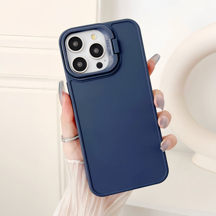 For iPhone 16 Pro Max Lens Frame Holder Shockproof Phone Case(Blue) - iPhone 16 Pro Max Cases by PMC Jewellery | Online Shopping South Africa | PMC Jewellery | Buy Now Pay Later Mobicred