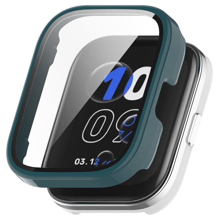 For Amazfit bip5 Unity PC + Tempered Glass Film Integrated Watch Protective Case(Pine Needle Green) - Watch Cases by PMC TechLife | Online Shopping South Africa | PMC TechLife | Buy Now Pay Later Mobicred