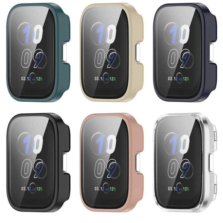 For Amazfit bip5 Unity PC + Tempered Glass Film Integrated Watch Protective Case(Ink Blue) - Watch Cases by PMC TechLife | Online Shopping South Africa | PMC TechLife | Buy Now Pay Later Mobicred
