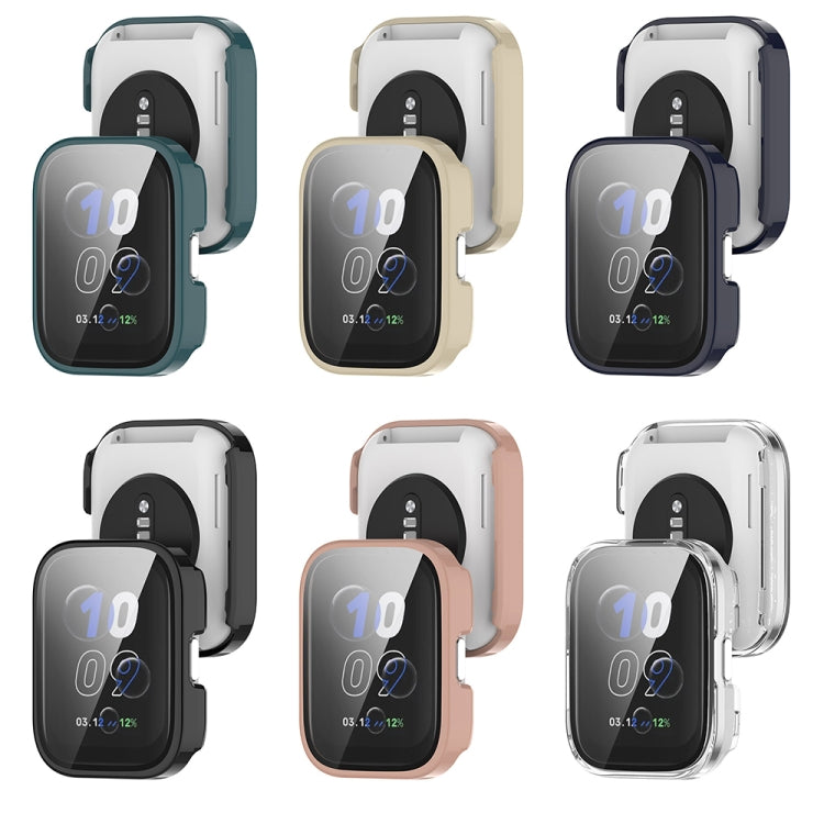 For Amazfit bip5 Unity PC + Tempered Glass Film Integrated Watch Protective Case(Transparent White) - Watch Cases by PMC TechLife | Online Shopping South Africa | PMC TechLife | Buy Now Pay Later Mobicred