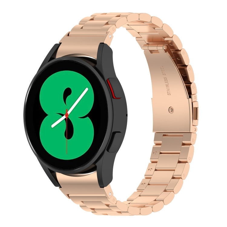 For Samsung Galaxy Watch 7 40 / 44mm Three Bead Stainless Steel Metal Watch Strap(Rose Gold) - free shipping - PMC TechLife - Order now!