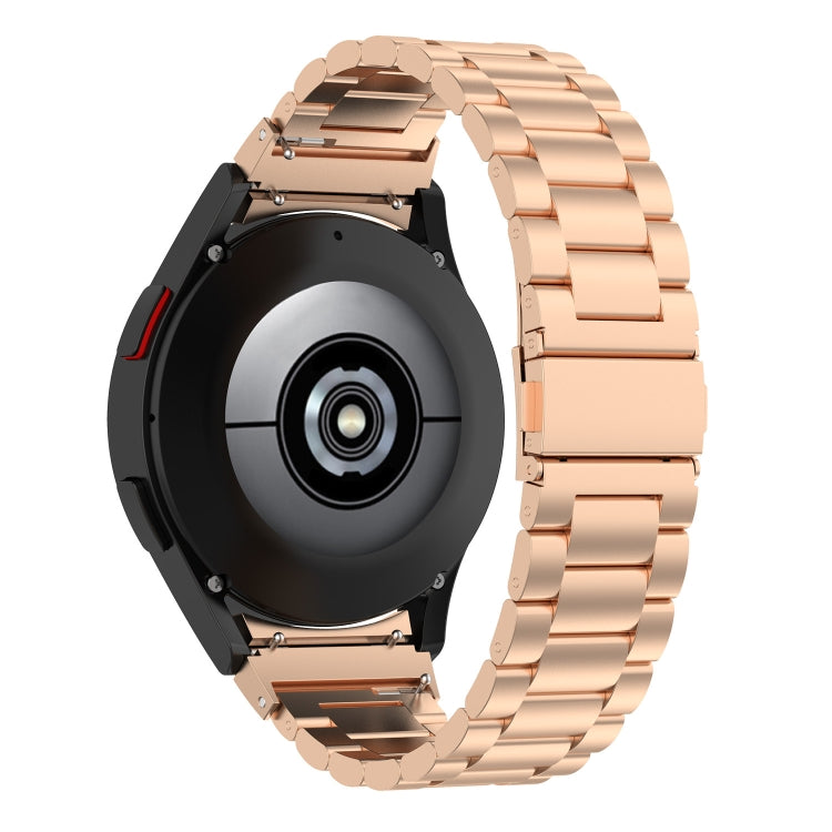 For Samsung Galaxy Watch FE 40mm Three Bead Stainless Steel Metal Watch Strap(Rose Gold) - free shipping - PMC TechLife - Order now!