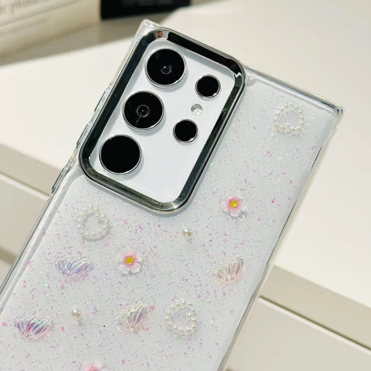 For Samsung Galaxy S25 Ultra 5G Three-dimensional Bow Pearl Love Flower TPU  Phone Case(Butterfly Love Flowers) - Galaxy S25 Ultra 5G Cases by PMC Jewellery | Online Shopping South Africa | PMC Jewellery | Buy Now Pay Later Mobicred