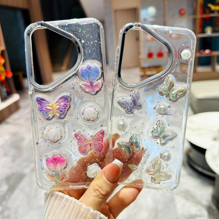 For Huawei Pura 70 3D Colorful Crystal Butterfly TPU Phone Case(Butterfly Pearl) - Huawei Cases by PMC Jewellery | Online Shopping South Africa | PMC Jewellery | Buy Now Pay Later Mobicred