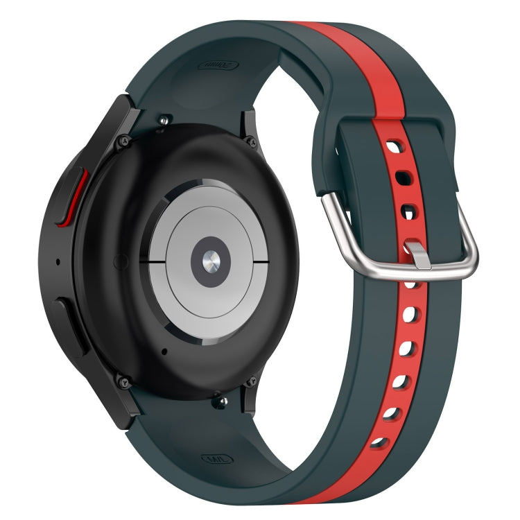 For Samsung Galaxy Watch FE 40mm Two Color Stripe Silicone Watch Band(Dark Green Red) - free shipping - PMc TechLife - Order now!