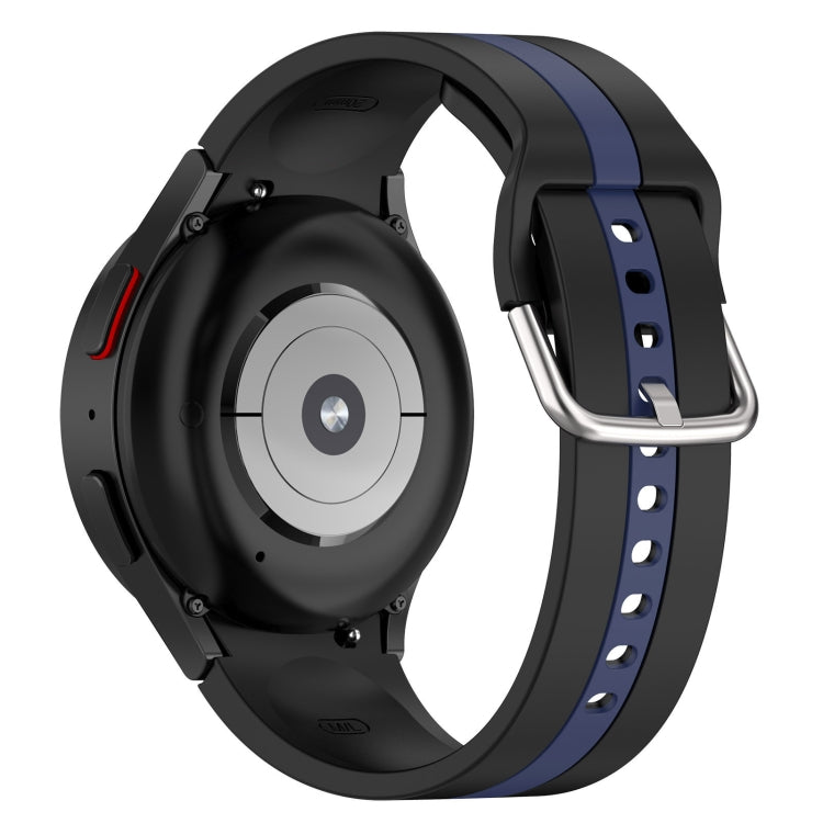 For Samsung Galaxy Watch FE 40mm Two Color Stripe Silicone Watch Band(Black Blue) - free shipping - PMc TechLife - Order now!