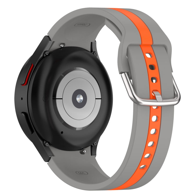 For Samsung Galaxy Watch FE 40mm Two Color Stripe Silicone Watch Band(Gray Orange) - free shipping - PMc TechLife - Order now!
