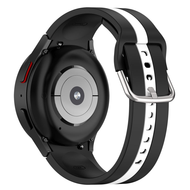 For Samsung Galaxy Watch 7 40 / 44mm Two Color Stripe Silicone Watch Band(Black White) - free shipping - PMc TechLife - Order now!