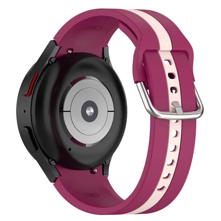 For Samsung Galaxy Watch 7 40 / 44mm Two Color Stripe Silicone Watch Band(Wine Red Pink) - free shipping - PMc TechLife - Order now!
