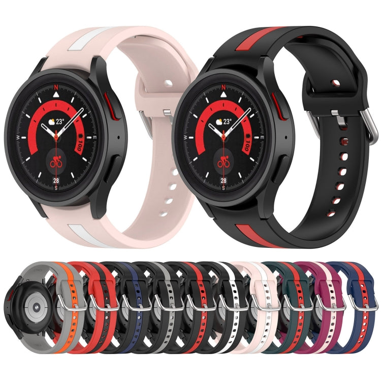 For Samsung Galaxy Watch FE 40mm Two Color Stripe Silicone Watch Band(Red Black) - free shipping - PMc TechLife - Order now!