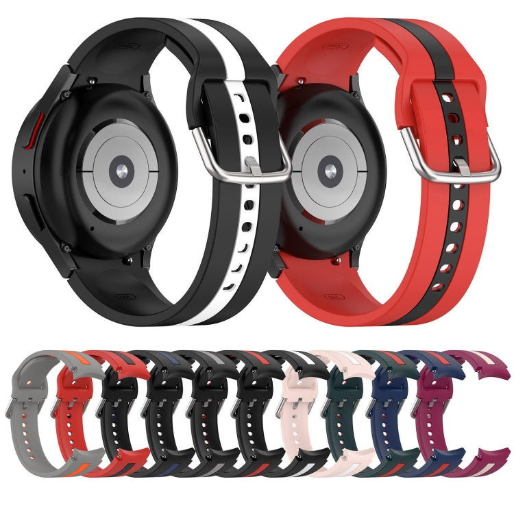 For Samsung Galaxy Watch 7 40 / 44mm Two Color Stripe Silicone Watch Band(Red Black) - free shipping - PMc TechLife - Order now!