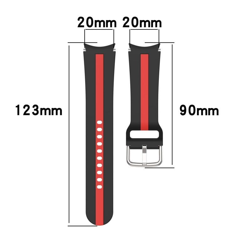 For Samsung Galaxy Watch 7 40 / 44mm Two Color Stripe Silicone Watch Band(Black White) - free shipping - PMc TechLife - Order now!