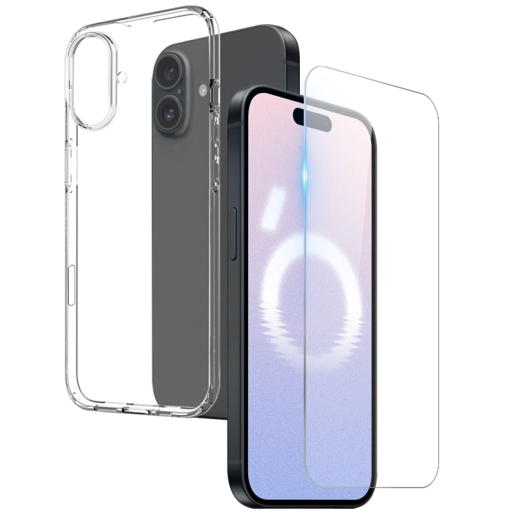 For iPhone 16 NORTHJO 2 in 1 TPU Phone Case Screen Protector Tempered Glass Film(Clear) - iPhone 16 Cases by NORTHJO | Online Shopping South Africa | PMC Jewellery | Buy Now Pay Later Mobicred