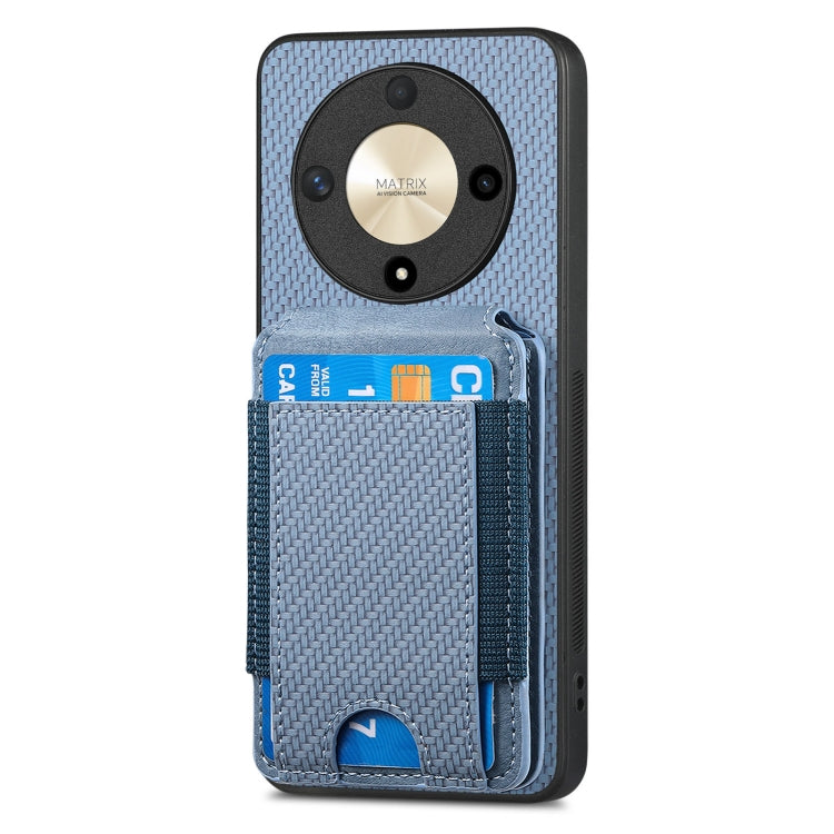 For Honor Magic6 Pro Carbon Fiber Vertical Flip Wallet Stand Phone Case(Blue) - Honor Cases by PMC Jewellery | Online Shopping South Africa | PMC Jewellery | Buy Now Pay Later Mobicred