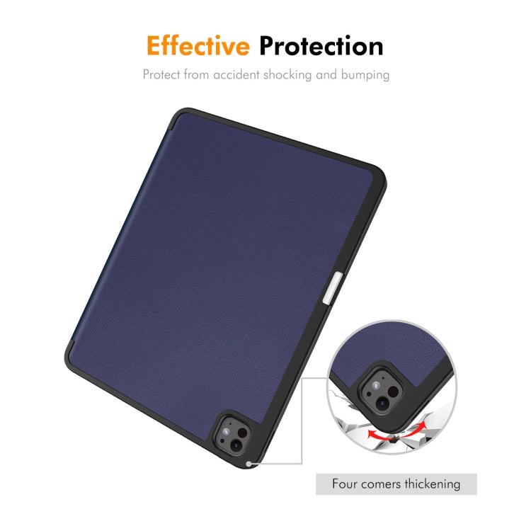 For iPad Pro 13 2024 ENKAY Tri-fold Custer Texture TPU Leather Smart Tablet Case with Pen Slot(Dark Green) - iPad Pro 13 2024 Cases by ENKAY | Online Shopping South Africa | PMC TechLife | Buy Now Pay Later Mobicred