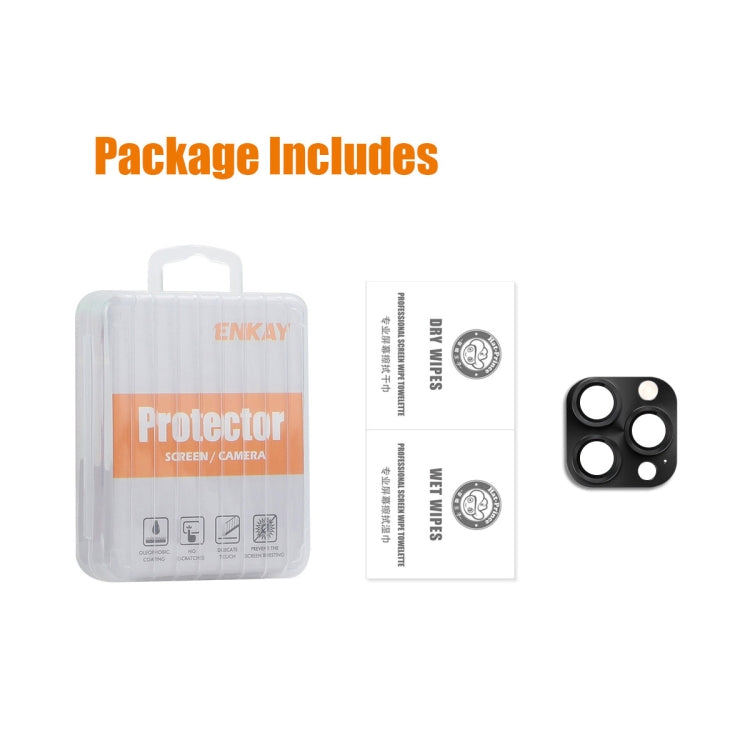 For iPhone 16 Pro / 16 Pro Max ENKAY Anti-reflection Camera Lens Aluminium Alloy Tempered Glass Film(Black) - free shipping - PMC TechLife - Order now!