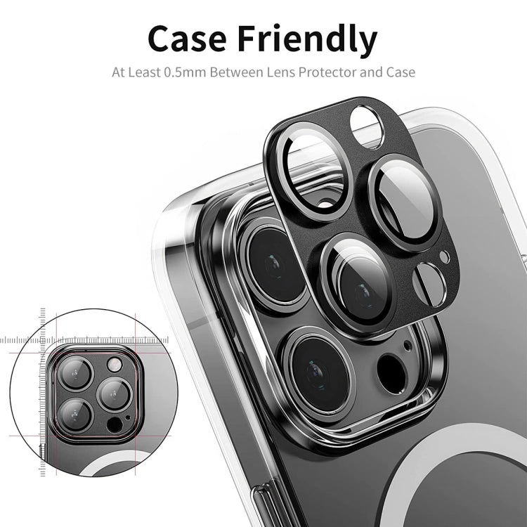 For iPhone 16 Pro / 16 Pro Max ENKAY Anti-reflection Camera Lens Aluminium Alloy Tempered Glass Film(Black) - free shipping - PMC TechLife - Order now!