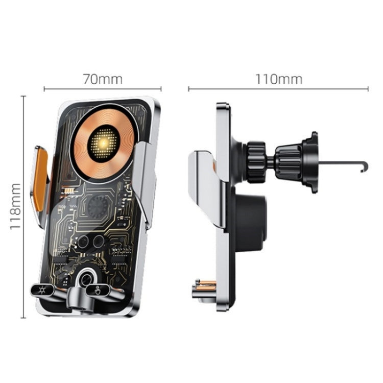 C1 Car Wireless 66W Fast Charger Phone Holder Infrared Sensor Punk Style(Silver) - Car Charger by PMC TechLife | Online Shopping South Africa | PMC TechLife | Buy Now Pay Later Mobicred