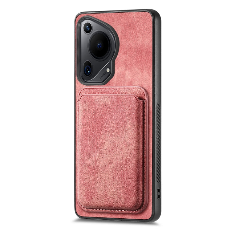 For Huawei Pura 70 Retro Leather Card Bag Magnetic Phone Case(Pink) - free shipping - PMC Jewellery - Order now!